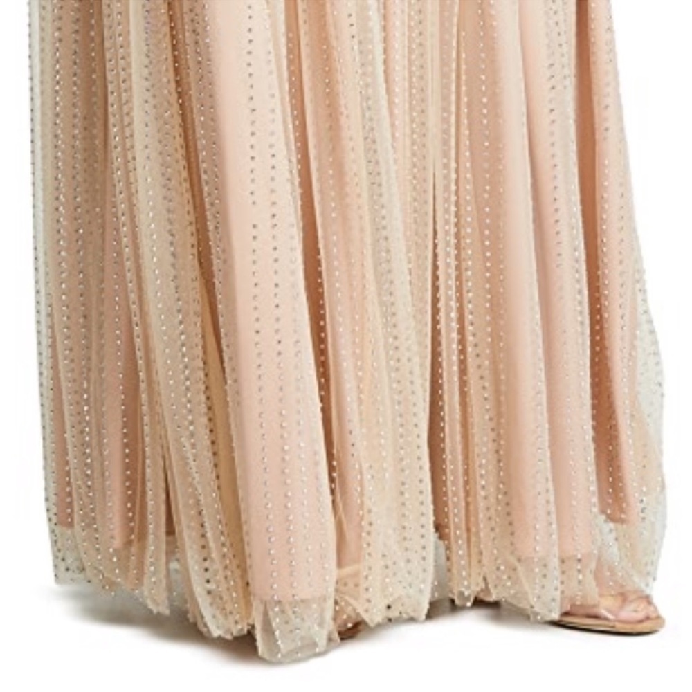 Revolve Divine Heritage Crystal Embellished Mesh Maxi Dress Gown Nude sz Medium - Picture 5 of 10